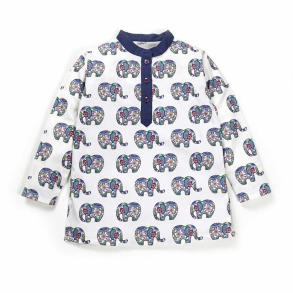 Boys Elephant Printed Kurta & Pajama Set - Image 2