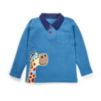 Boys Giraffe Embroidered 100% Organic Cotton T-Shirt