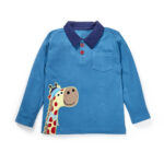Boys Giraffe Embroidered 100% Organic Cotton T-Shirt