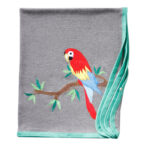 Unisex Macaw Embroidered Stripe Warm Baby Blanket