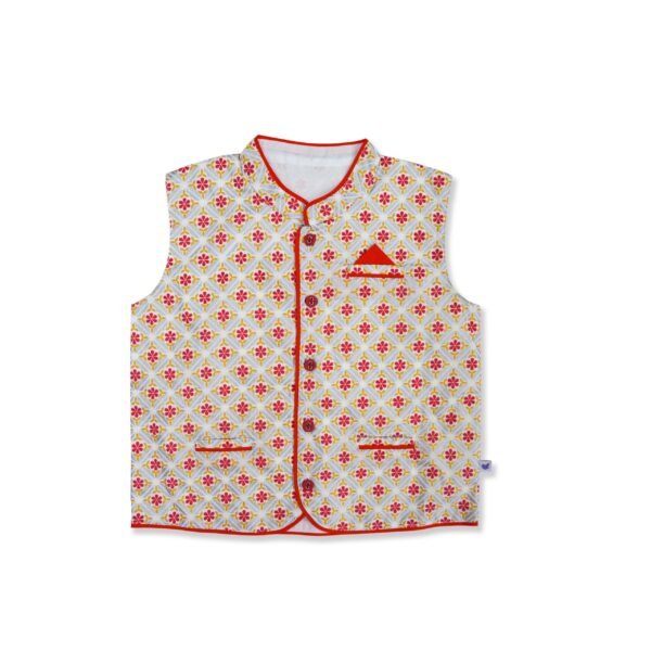 C-1-scaled-1.jpg Organic Cotton Stand Collar Glitter Printed Jacket - Image 1