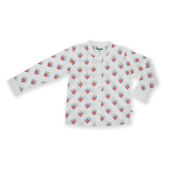 Boys 100% Organic Cotton Rangoli Printed Ethnic Shirt - Image 1