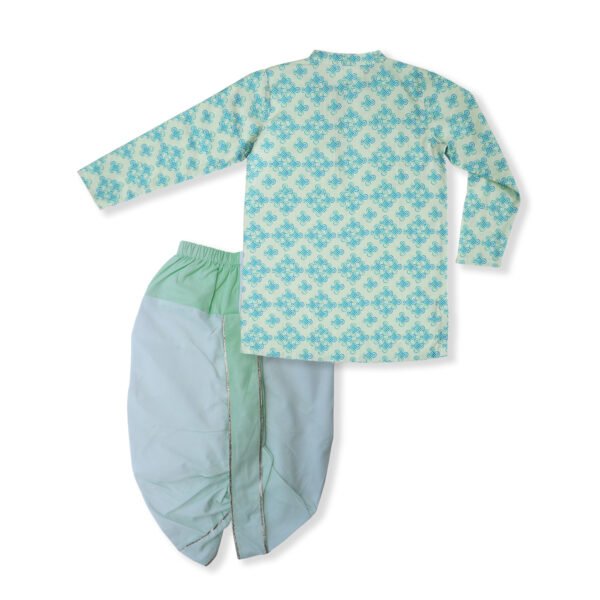 Boys Organic Cotton Printed Kurta & Gradient Dhoti - Image 3