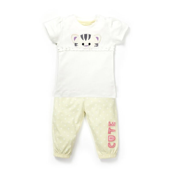 Girls Embroidered Printed Top & Pant Set - Image 1