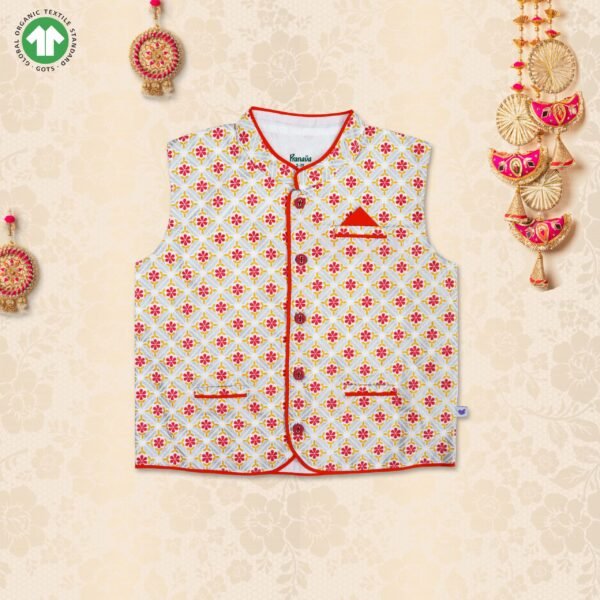 Organic Cotton Stand Collar Glitter Printed Jacket - Image 2