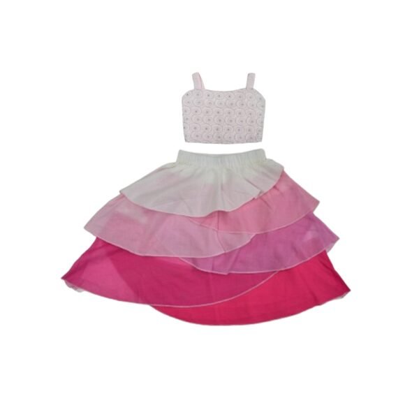 Girls Organic Cotton Frilled Skirt & Top with Dupatta - Image 2