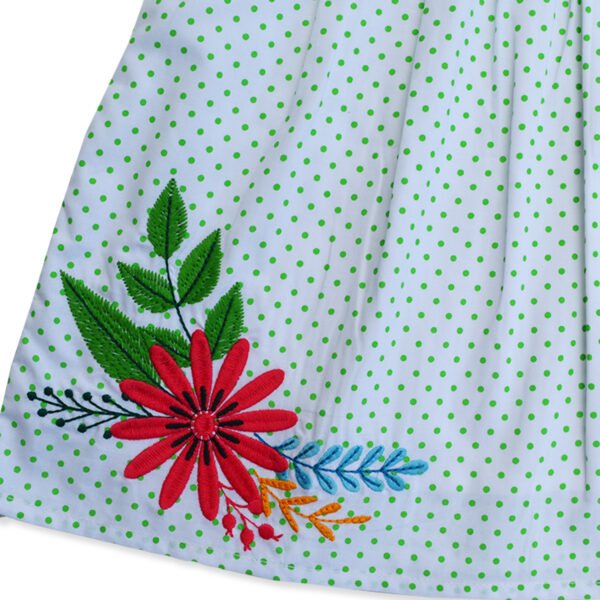 Girls Organic Cotton Floral Embroidered Ethnic Frock - Image 5