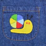 Unisex Kids Wear 100% Cotton Denim Snail Embroidered Dungree - Image 4
