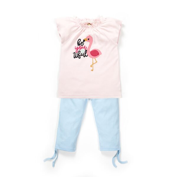 Girls Printed 100% Organic Cotton long Top & Leggings Set - Image 1