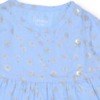 Girls Organic Cotton Gathered Shiny Printed Frock - Image 2