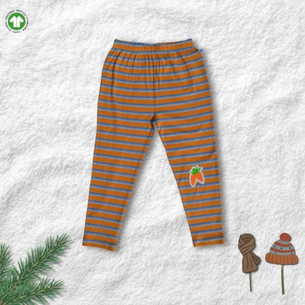 100% Organic Cotton Carrot Embroidered Striped Pant - Image 2
