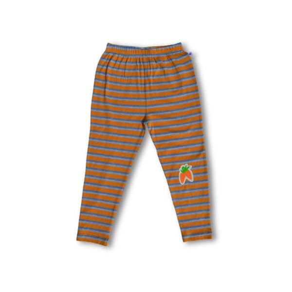100% Organic Cotton Carrot Embroidered Striped Pant - Image 1