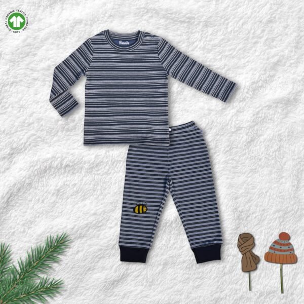 100% Organic Cotton Striped Tee With Coordinating Pant Set - Image 2
