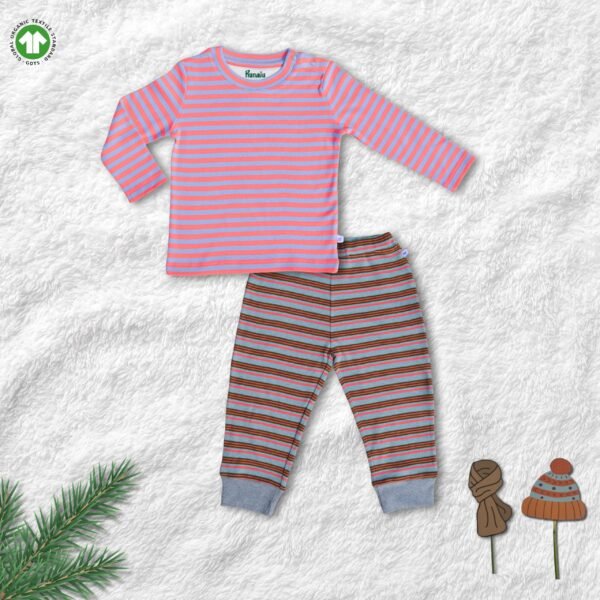 100% Organic Cotton Striped Tee With Coordinating Pant Set - Image 2