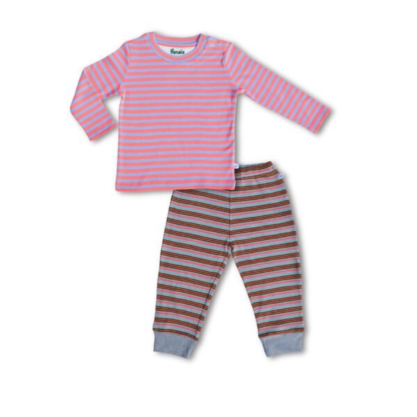 100% Organic Cotton Striped Tee With Coordinating Pant Set - Image 1