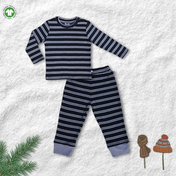 100% Organic Cotton Striped Tee With Coordinating Pant Set - Image 2