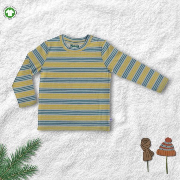 100% Organic Cotton Full Sleeves Round Neck Striped Tee - Image 2