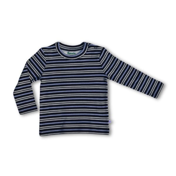 100% Organic Cotton Full Sleeves Round Neck Striped Tee - Image 1