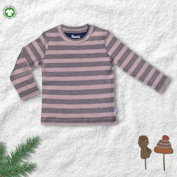 100% Organic Cotton Full Sleeves Round Neck Striped Tee - Image 2