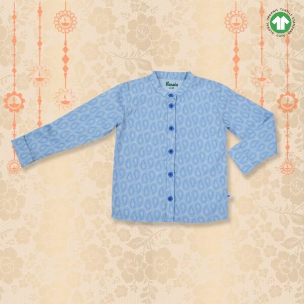 Boys Organic Cotton Paisley Printed Ethnic Shirt - Image 2