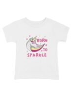 Pranava Unisex Organic Cotton Round Neck Pink Born To Sparkle Unicorn Printed T-Shirt - Image 2