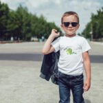Pranava Unisex Organic Cotton Round Neck Green Cute Little Dinosaur Kids Printed T-Shirt
