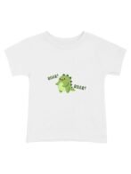 Pranava Unisex Organic Cotton Round Neck Green Cute Little Dinosaur Kids Printed T-Shirt - Image 2