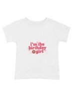 Pranava Unisex Organic Cotton Round Neck Pink And White Bold Illustrative Birthday Party T Shirt - - Image 2