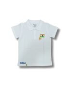 Pranava Tricolor Pride: Vibrant Indian Flag 100% Orgainic Cotton Printed White Polo Neck T-Shirt – Celebrate in Style