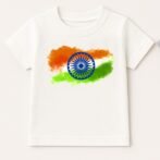 Pranava Tricolor Pride: Vibrant Indian Flag 100% Orgainic Cotton Printed White T-Shirt – Celebrate in Style