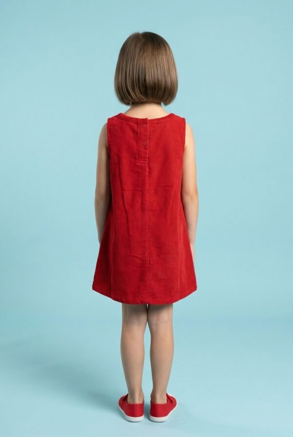 Girls Organic Cotton Corduroy Tango Red Dress - Image 2