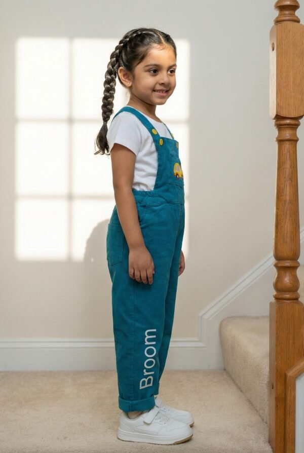 Unisex Organic Cotton Corduroy Tobermery Teal Dungaree - Image 4