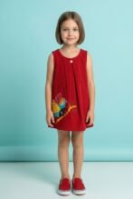 Girls Organic Cotton Corduroy Tango Red Dress