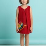 Girls Organic Cotton Corduroy Tango Red Dress
