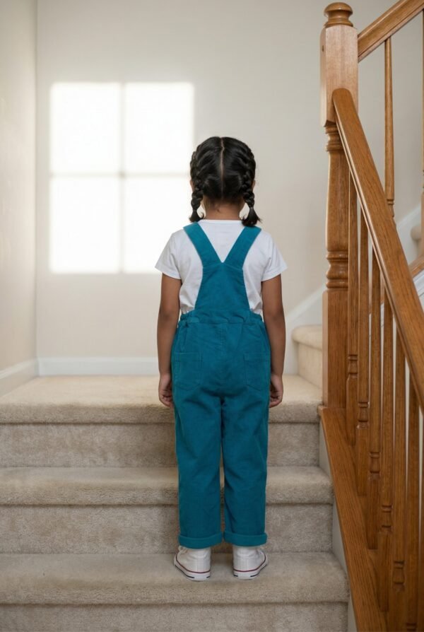 Unisex Organic Cotton Corduroy Tobermery Teal Dungaree - Image 2