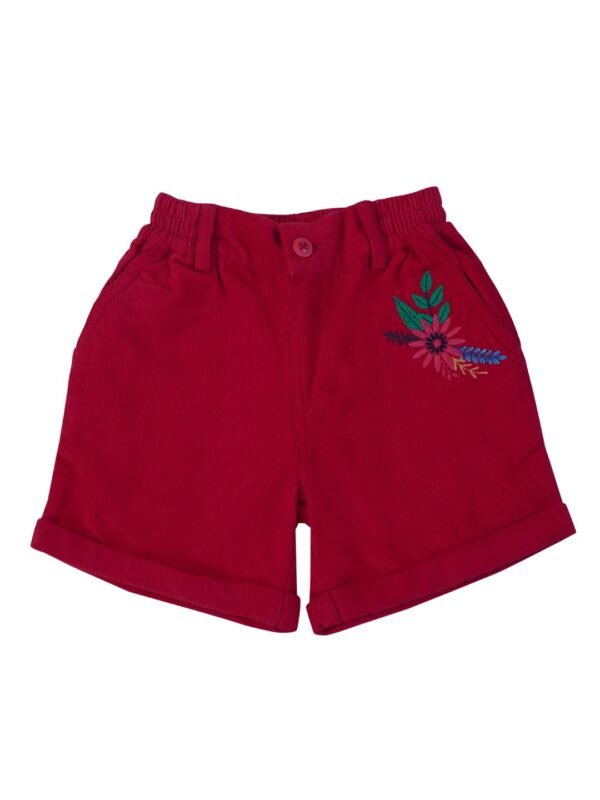 Girls Organic Cotton Corduroy Tango Red Shorts - Image 2
