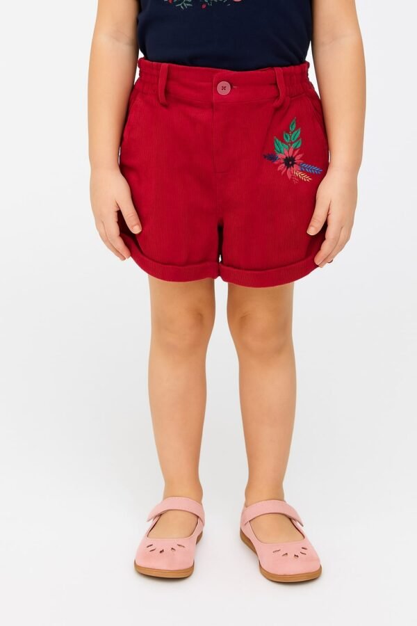 Girls Organic Cotton Corduroy Tango Red Shorts - Image 1