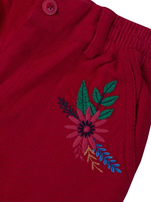 Girls Organic Cotton Corduroy Tango Red Shorts - Image 4