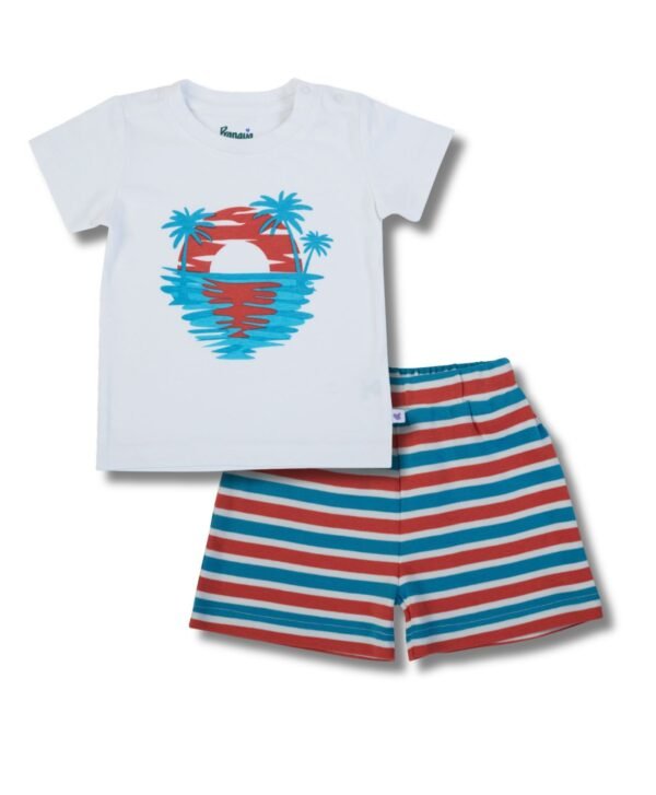 Boys Organic Cotton Single Jersey White Co-Ordinate - Image 1