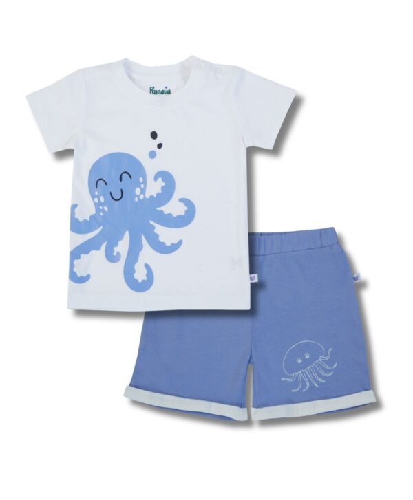 Boys Organic Cotton Single Jersey White Co-Ordinate - Image 1