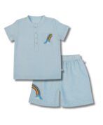 Boys Organic Cotton Seer-Sucker Aqua Checks Co-Ordinate - Image 2