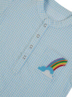 Boys Organic Cotton Seer-Sucker Aqua Checks Co-Ordinate - Image 7