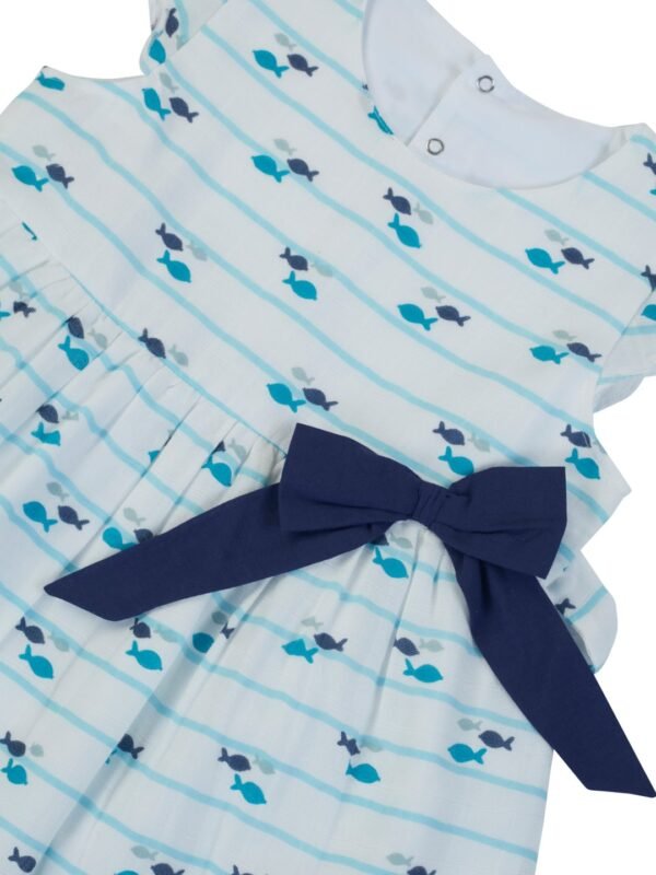 Girls Organic Cotton Muslin Off white Dress - Image 4