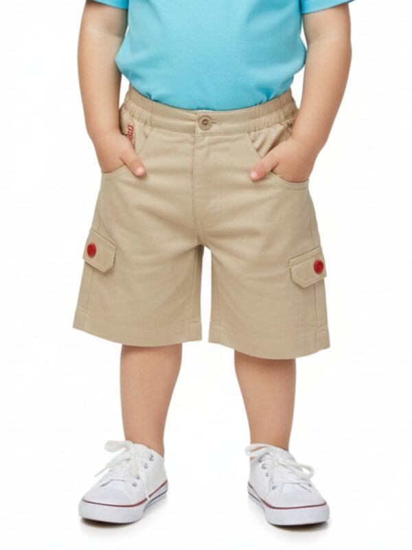 Boys Organic Cotton Twill Beige Shorts - Image 1