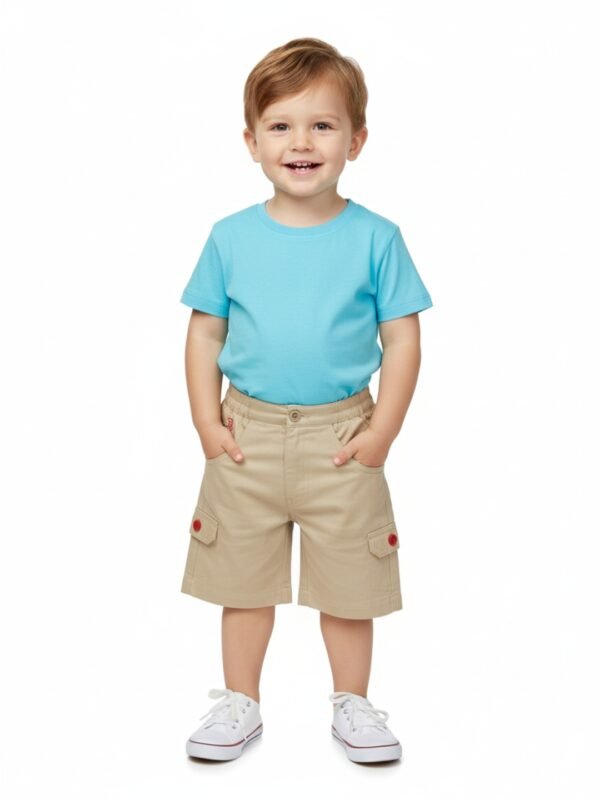 Boys Organic Cotton Twill Beige Shorts - Image 5