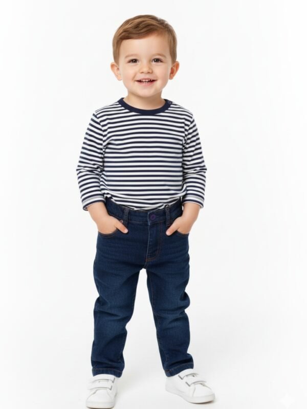 Boys Organic Cotton Denim Blue Jeans - Image 5