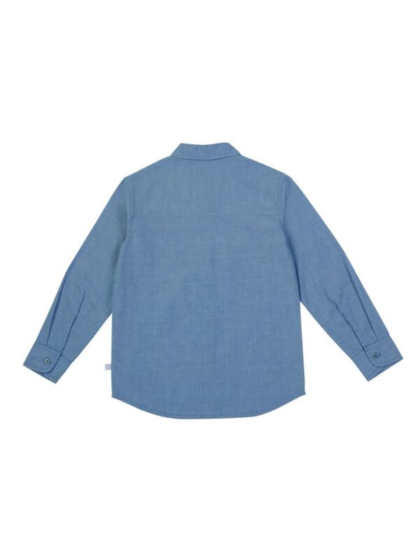 Boys Organic Cotton Chambray Blue Chambrey Shirt - Image 3
