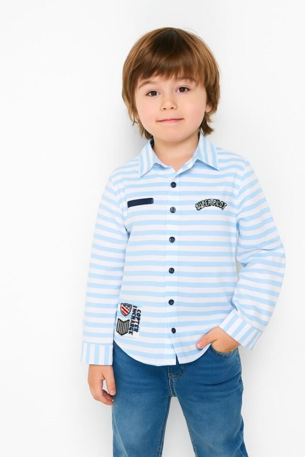 P-025_1_MOD Boys Organic Cotton Poplin White Shirt - Image 1