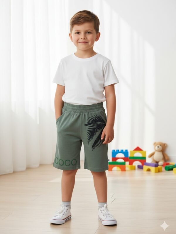 Boys Organic Cotton Single Jersey Lilypad Shorts - Image 5