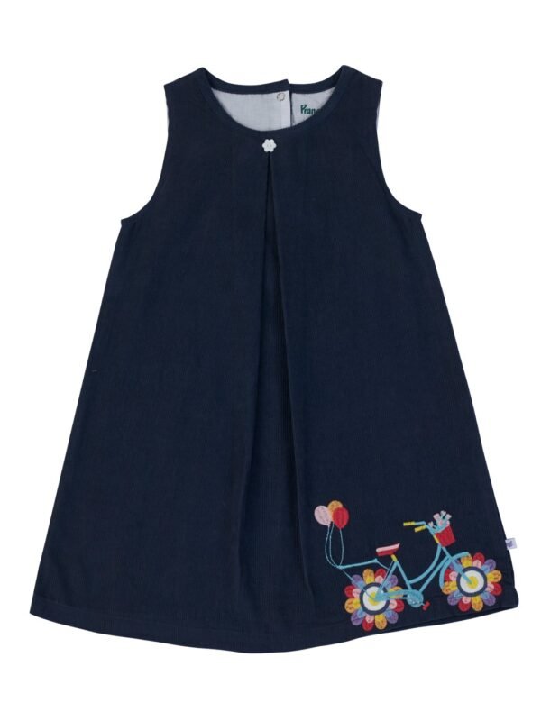 Girls Organic Cotton Corduroy Indigo Dress - Image 2